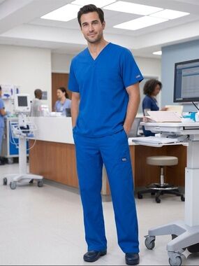 Cherokee Blue Men's Medical Scrub Set